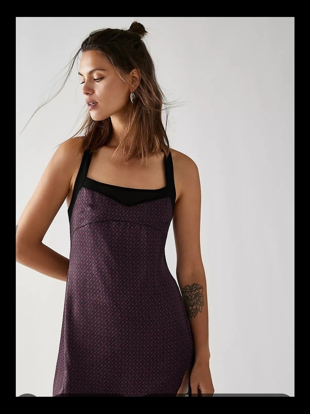 Free People Purple Mini Dress with Black Straps